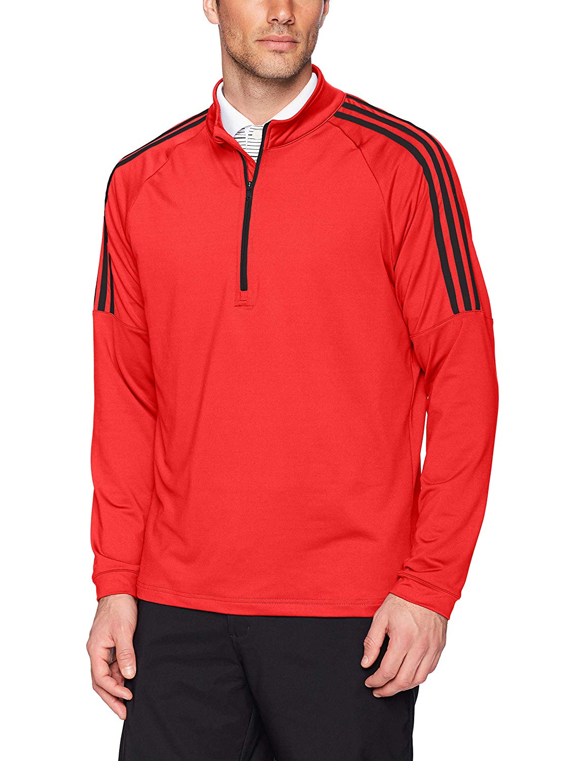 Adidas Mens Classic 3 Stripe Quarter Zip Golf Pullovers