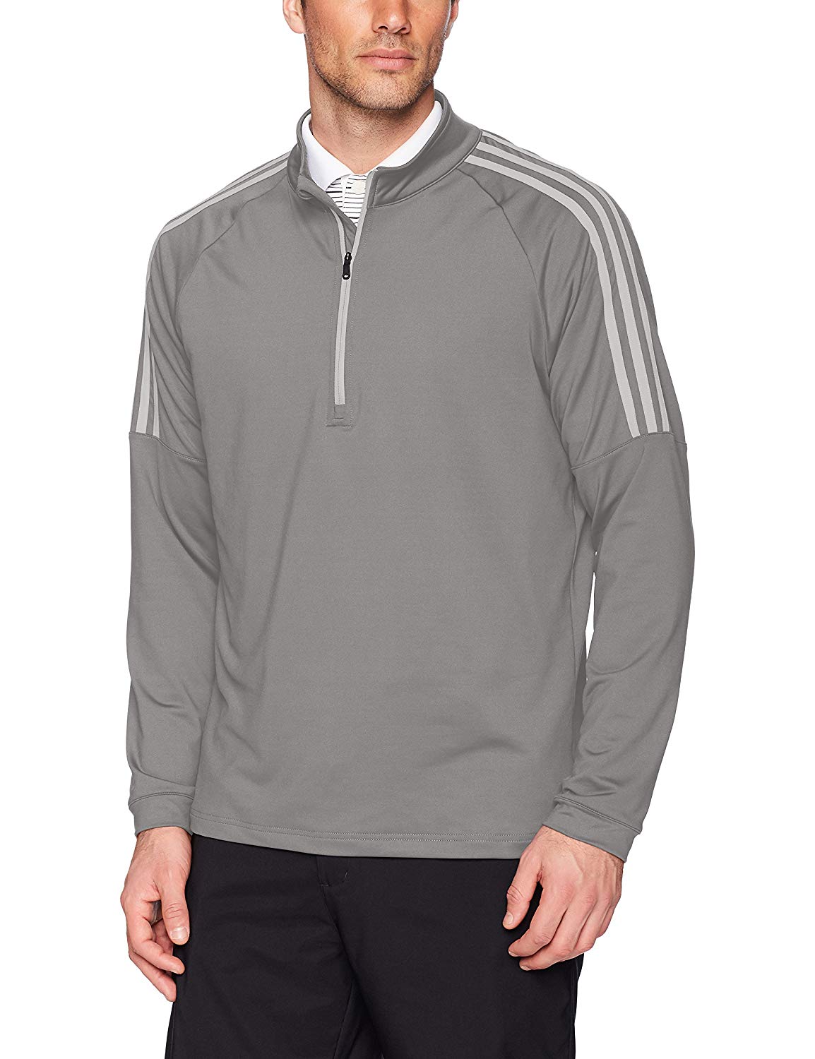 Adidas Mens Classic 3 Stripe Quarter Zip Golf Pullovers