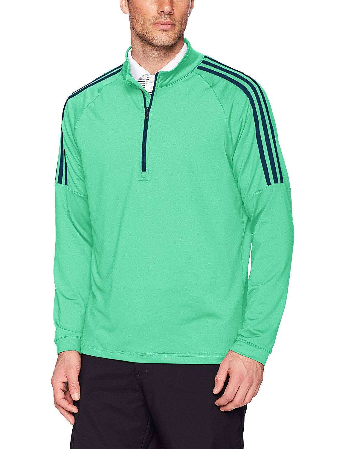 Adidas Mens Classic 3 Stripe Quarter Zip Golf Pullovers