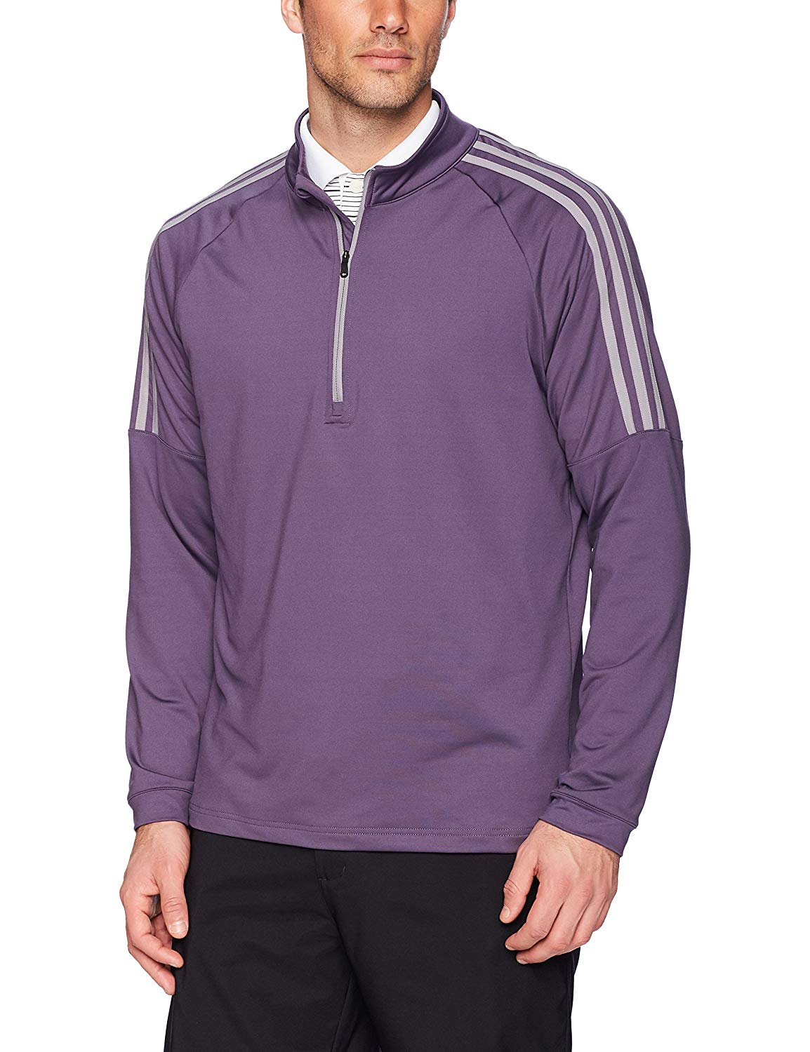 Adidas Mens Classic 3 Stripe Quarter Zip Golf Pullovers