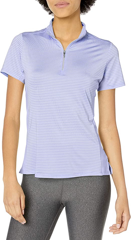 Cutter & Buck Womens Striped Kelsey Zip Mock Golf Shirts