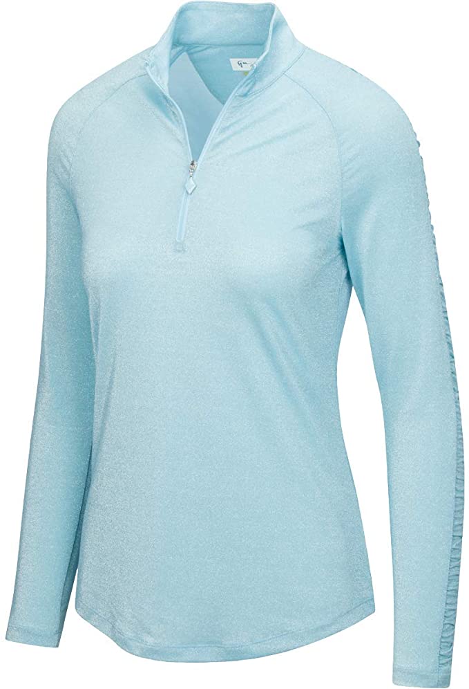 Greg Norman Womens Ruched Lurex Mock Golf Polo Shirts