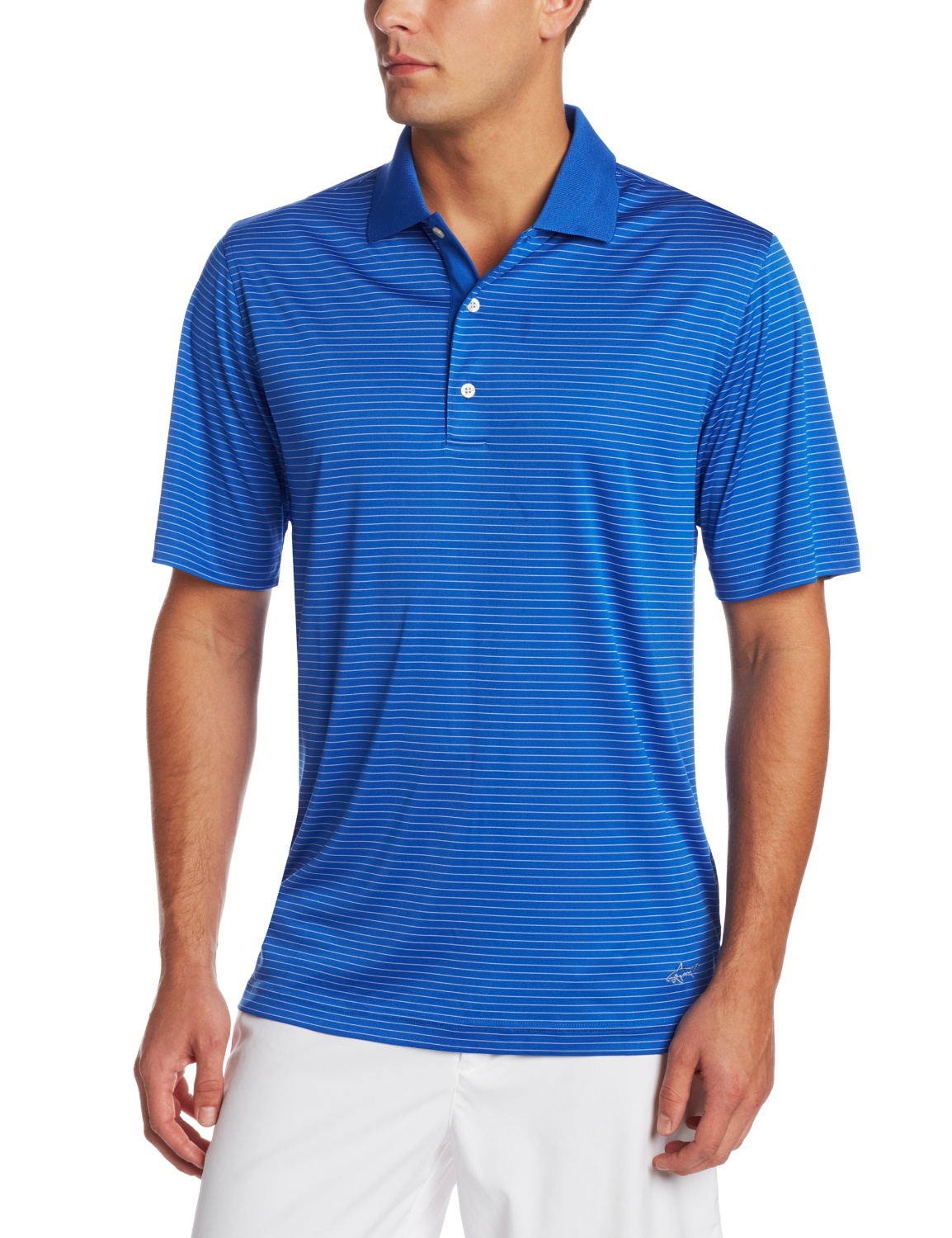 Greg Norman Mens Fine Line Stripe Golf Polo Shirts