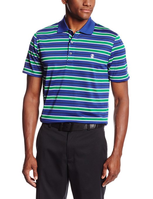 IZOD Mens Short Sleeve Feeder Multi Stripe Golf Polo Shirts