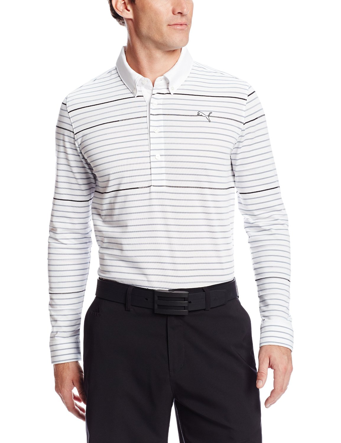 Puma Mens NA Long Sleeve Yarn Dye Golf Polo Shirts