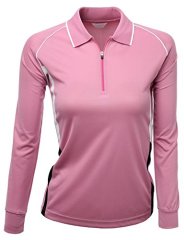 Xpril Womens Coolon Fabric Zip Up Point Golf Polo Shirts