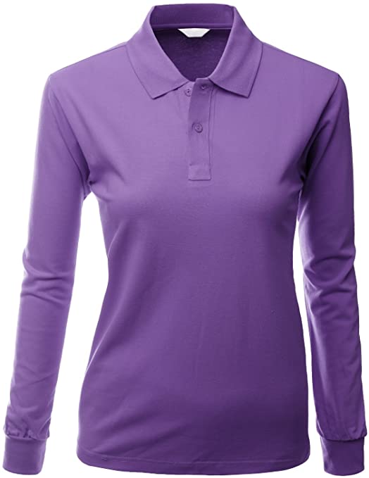 Xpril Womens Cotton PK Silket Long Sleeve Collar Golf Polo Shirts
